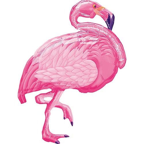 35 Inch Tropical Pink Flamingo Shape Jumbo Foil Balloon