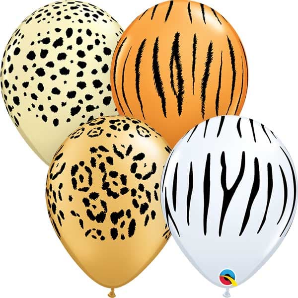 11" Safari Assortment Printed Latex Balloons by Qualatex
