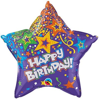 20 Inch Purple Star Birthday Foil Balloon