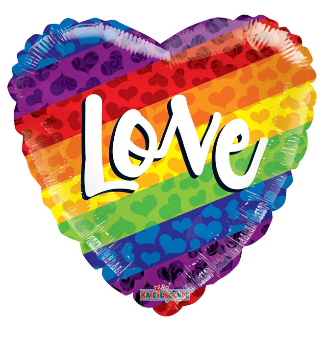 18 Inch Rainbow Love Foil Balloon | 100 pcs