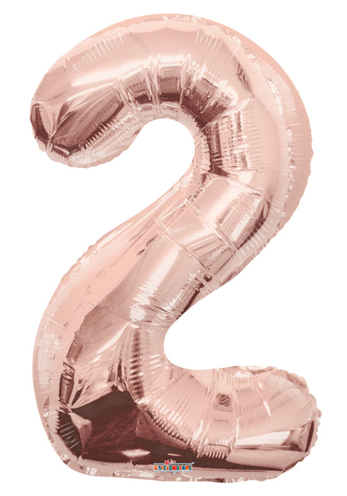 34" Jumbo Number Foil Balloons | Rose Gold Two 2 | 50 pc