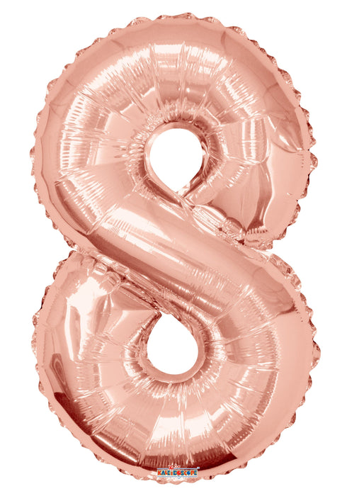 34" Jumbo Number Foil Balloons | Rose Gold Eight 8 | 50 pc