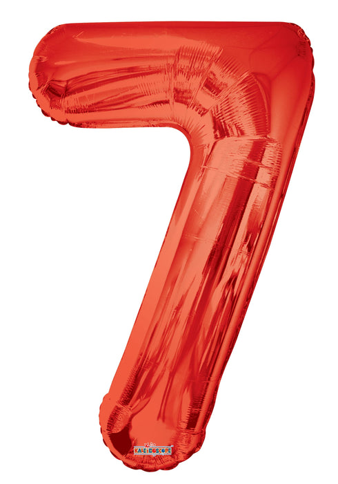 34" Jumbo Number Foil Balloons | Red Seven 7 | 50 pc