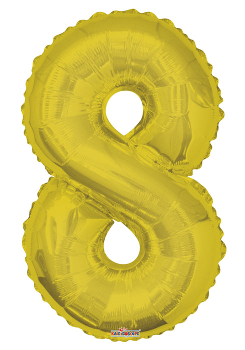 34" Jumbo Number Foil Balloons | Gold Eight 8  | 50 pc