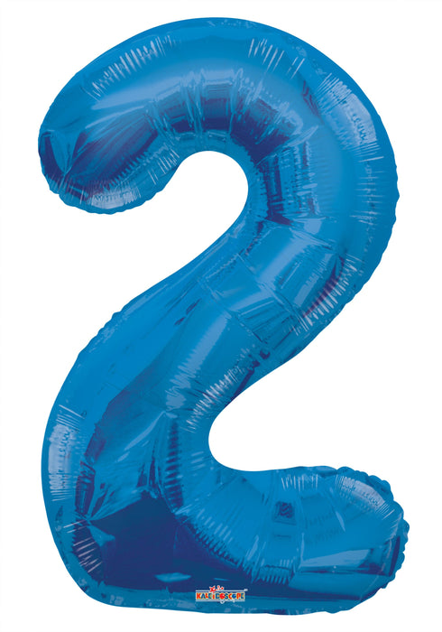 34" Jumbo Number Foil Balloons | Royal Blue Two 2 | 50 pc
