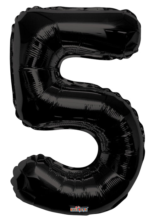 34" Jumbo Number Foil Balloons | Black Five 5 | 50 pc