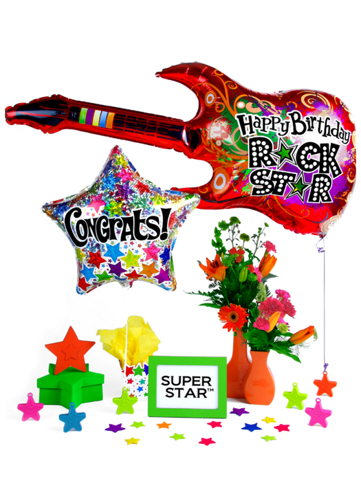 Bulk 100 gram SuperStar Heavy Balloon Weights | Star | Neon Asst | 10 pc x 20 bags (200 pcs)