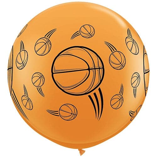 36" Basketballs On Orange Printed Latex Balloons by Qualatex