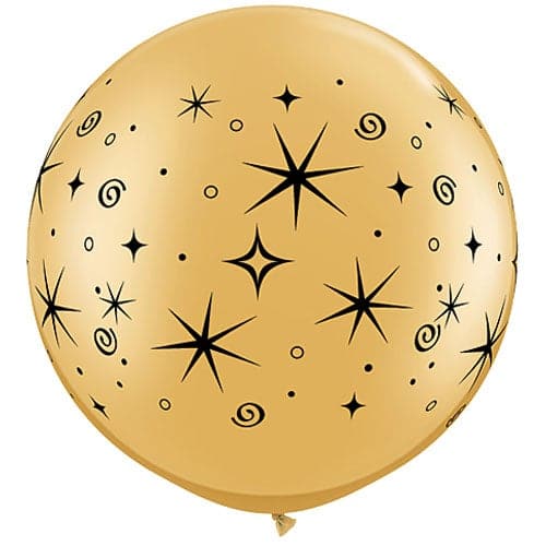 30" New Year Sparkle & Swirls Gold Printed Latex Balloons by Qualatex