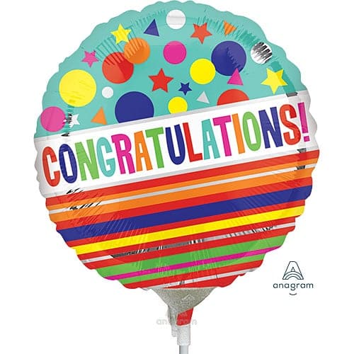 4 Inch Air Fill Congrats Sparkle Foil Balloon