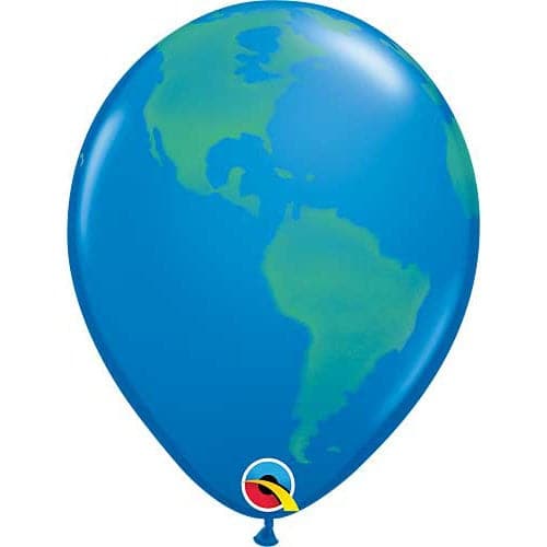 11" Dark Blue Globe Printed Latex Balloons by Qualatex