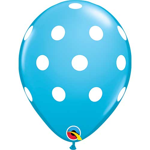 11" Big Polka Dots Robin's Egg Blue Printed Latex Balloons by Qualatex
