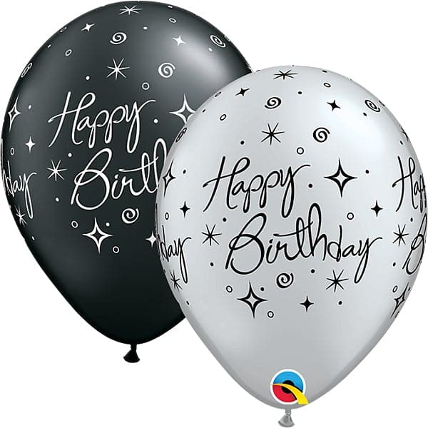 11" Birthday Elegant Sparkles Printed Latex Balloons by Qualatex