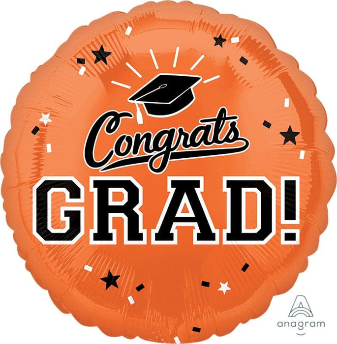 18 Inch Congrats Grad Orange Foil Balloon
