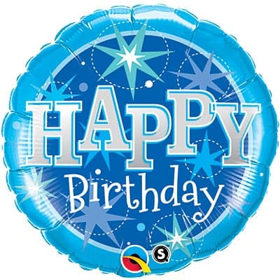 18 Inch Blue Sparkle Birthday Foil Balloon