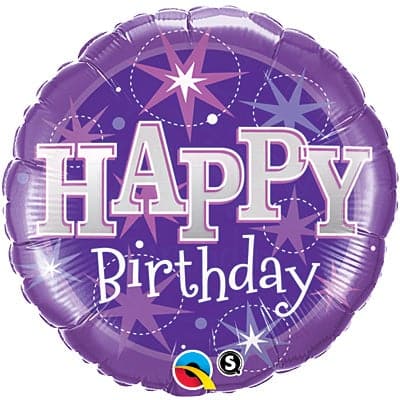 18 Inch Purple Sparkle Birthday Foil Balloon