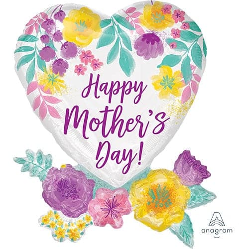 30 Inch Mother's Day Watercolor Flowers Foil Balloon