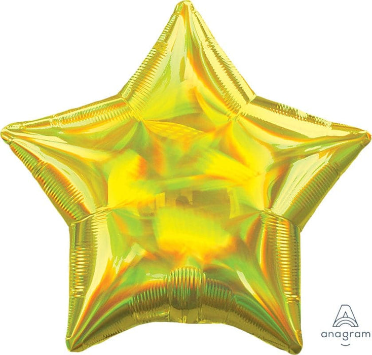 18 Inch Iridescent Yellow Star Foil Balloon