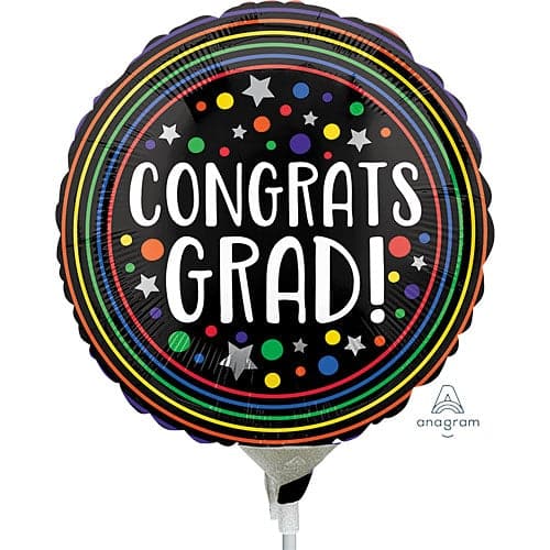 4 Inch Air Fill Congrats Grad Confetti Foil Balloon