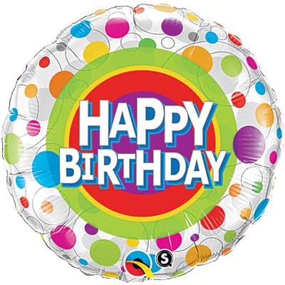 18 Inch Colorful Dots Birthday Foil Balloon