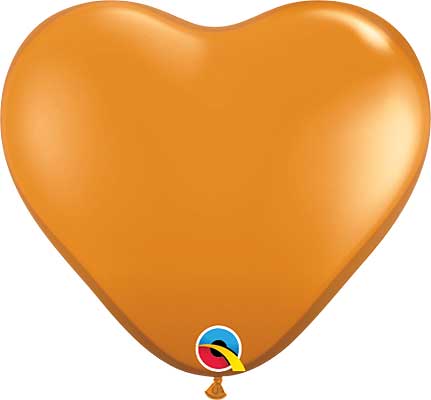 6" Mandarin Orange Heart Shaped Latex Balloons by Qualatex