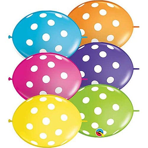 12" Quicklink Big Polka Dots Tropical Assortment Latex Balloons by Qualatex