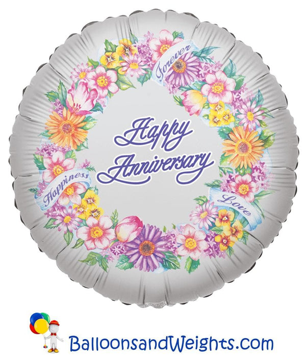 18 Inch Anniversary Greeting Foil Balloon | 100 pcs