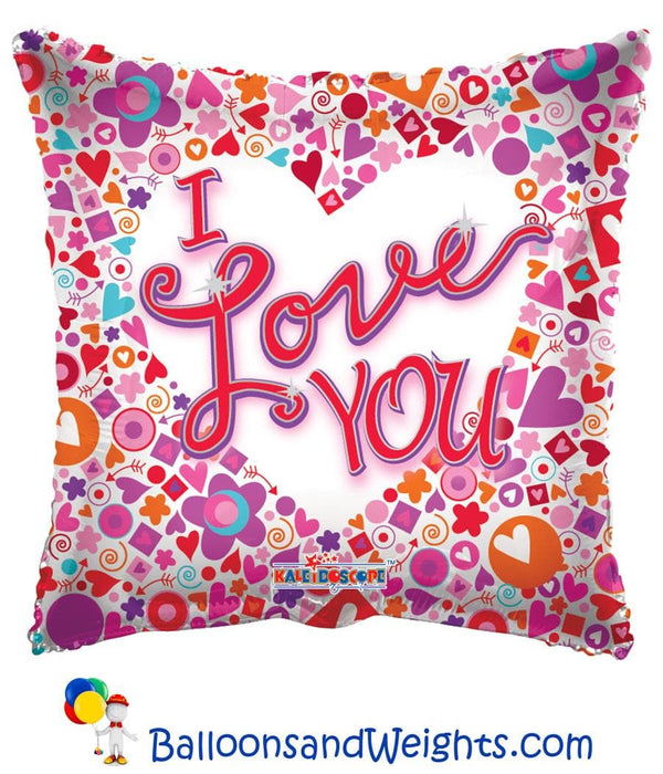 18 Inch I Love You Mosaic Clearview Foil Balloon | 100 pcs