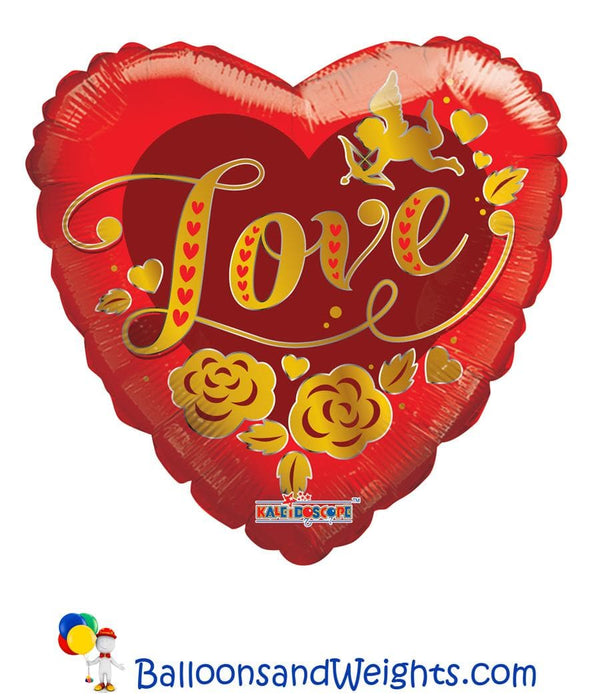 18 Inch Cupid Gold Love Foil Balloon | 100 pcs