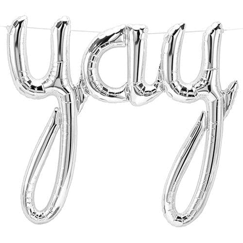 45" Balloon Script "YAY" Silver Foil Balloon