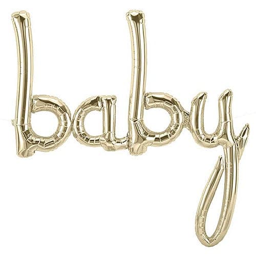 46" Balloon Script Baby White Gold Foil Balloon