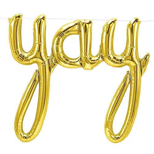 45" Balloon Script "YAY" Gold Foil Balloon