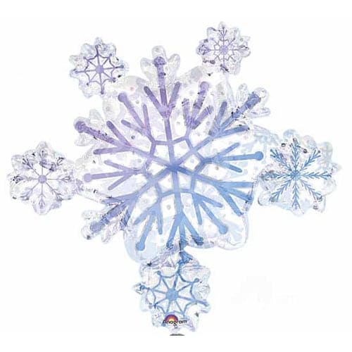 32 Inch Holographic Snowflake Cluster Shape Foil Balloon