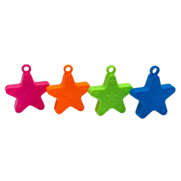 Bulk 100 gram SuperStar Heavy Balloon Weights | Star | Neon Asst | 10 pc x 20 bags (200 pcs)