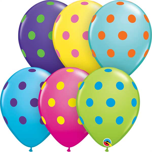 11" Big Polka Dots Colorful Assortment Printed Latex Balloons by Qualatex