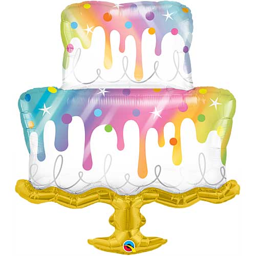 39 Inch Rainbow Drip Cake Jumbo Foil Balloon
