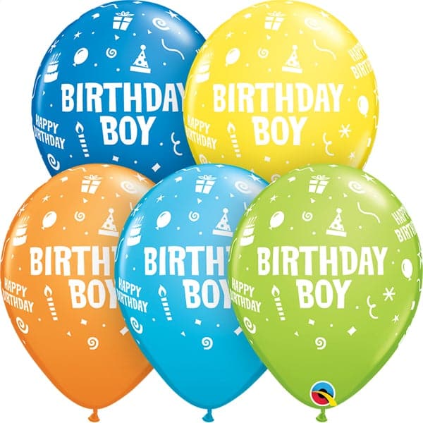11" Birthday Boy Printed Latex Balloons by Qualatex