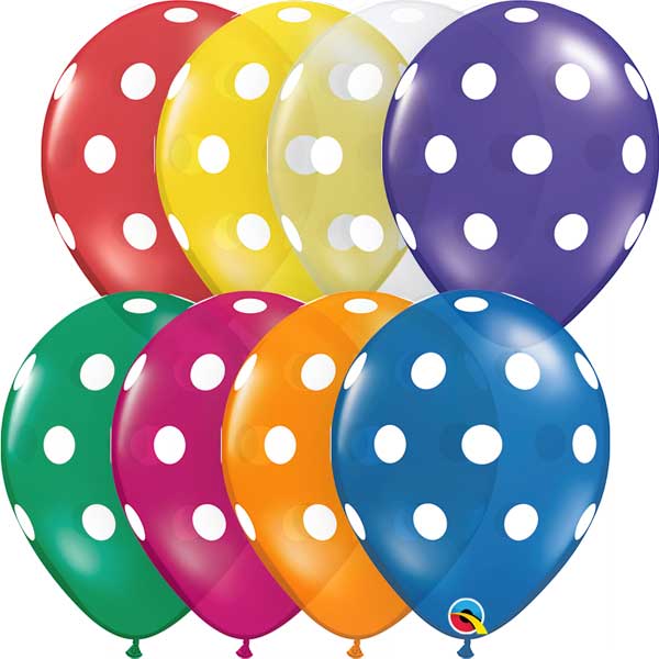 11" Big Polka Dots Jewel Assortment Printed Latex Balloons by Qualatex