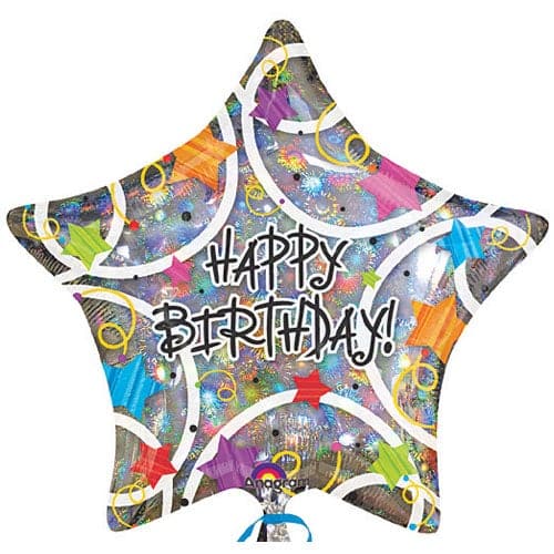 32 Inch Birthday Stars Jumbo Foil Balloon