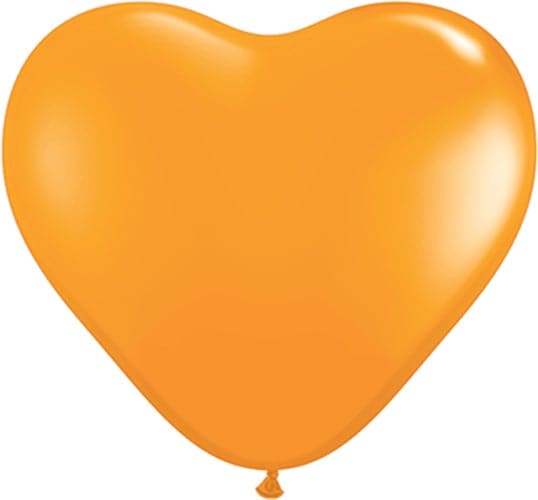 6" Orange Heart Shaped Latex Balloons by Qualatex