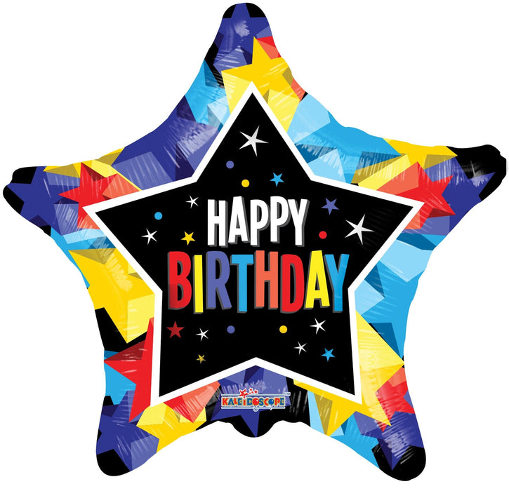 18" Happy Birthday Bright Color Stars Foil Balloons | 100 pcs