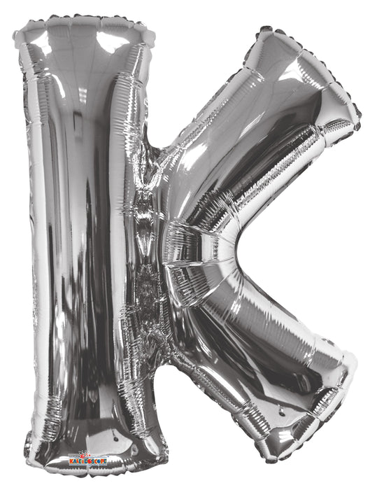 34" Jumbo Letter Foil Balloons | Silver K | 50 pc