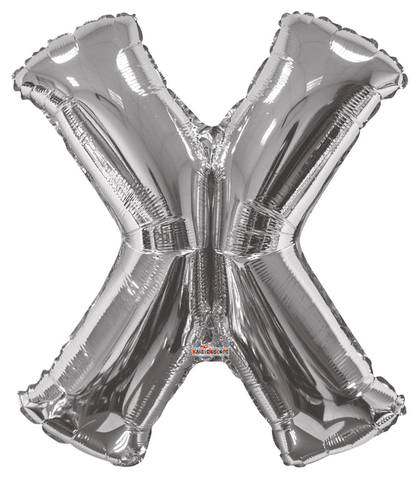 34" Jumbo Letter Foil Balloons | Silver X | 50 pc