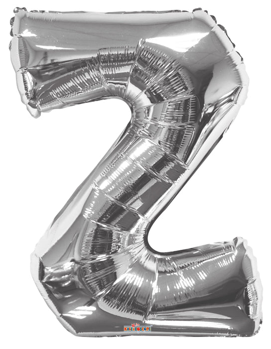 34" Jumbo Letter Foil Balloons | Silver Z | 50 pc