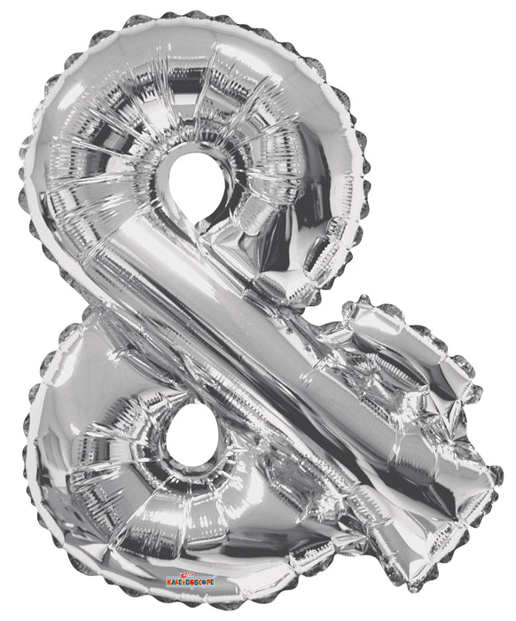 34" Jumbo Letter Foil Balloons | Silver Ampersand & | 50 pc