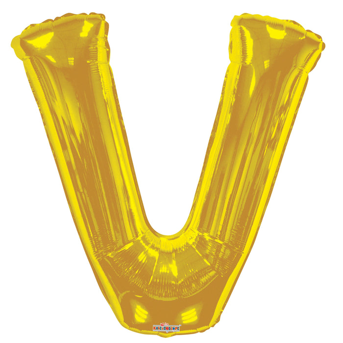 34" Jumbo Letter Foil Balloons | Gold V | 50 pc