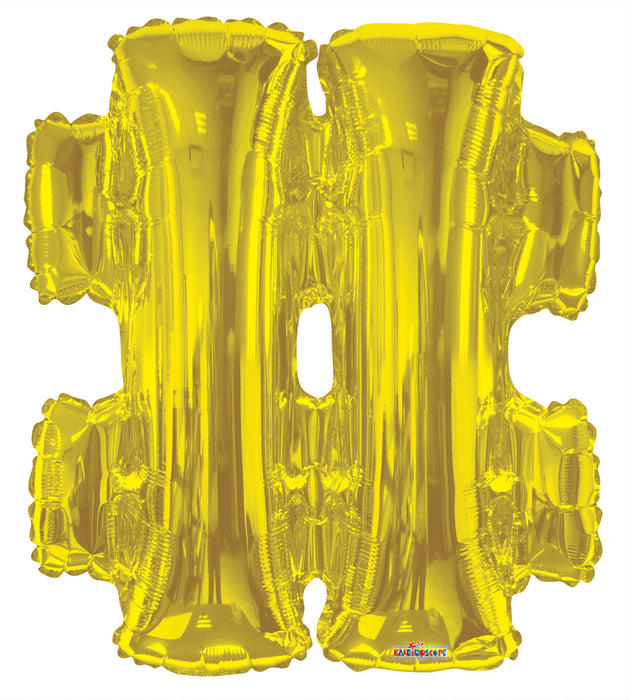 34" Jumbo Letter Foil Balloons | Gold Hashtag # | 50 pc