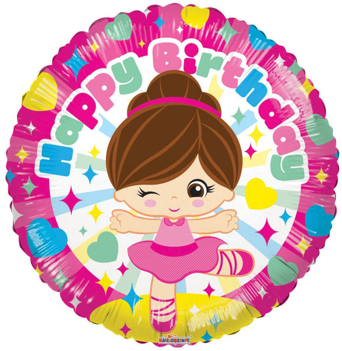 18" Happy Birthday Ballerina Foil Balloons | 100 pcs
