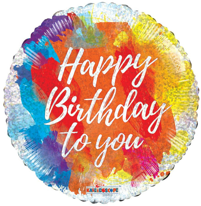 18" Happy Birthday To You Brushes Holographic Foil Balloons | 100 pcs