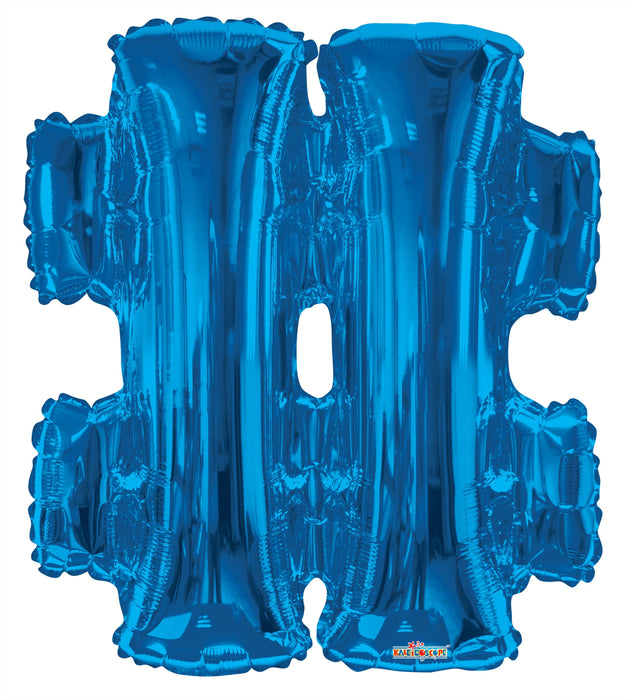 34" Jumbo Letter Foil Balloons | Royal Blue Hashtag # | 50 pc